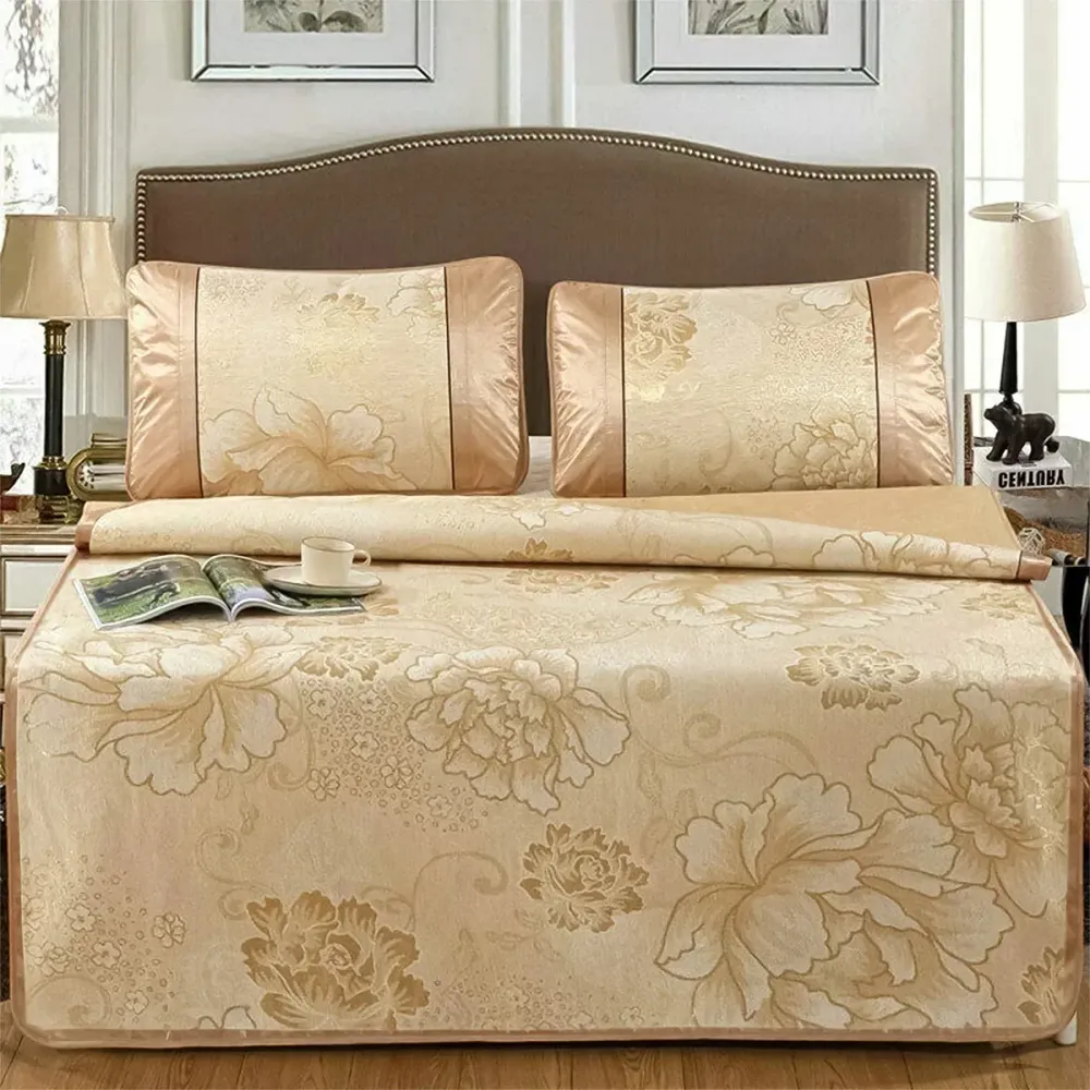 Set lenjerie pat dublu, latime 180cm, Naimeed D4912, Portocaliu