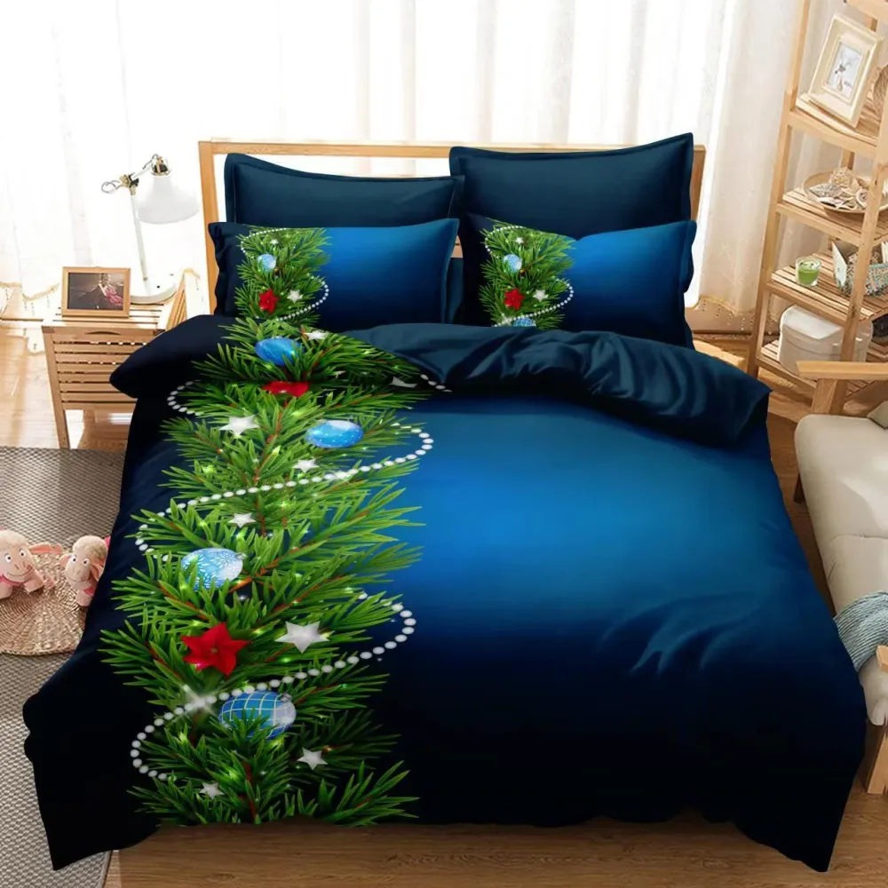 Set lenjerie pat finet F-XMAS9, poliester/bumbac finet, multicolor, 220x230 cm, cu cearceaf pat, cearceaf pilota si 4 fete...