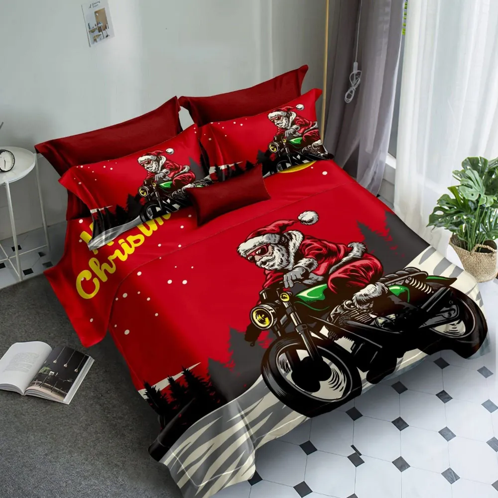 Set lenjerie pat finet FXMS8, bumbac/poliester, multicolor, 220x240 cm, cu cearceaf pat, cearceaf pilota si 4 fete de perna