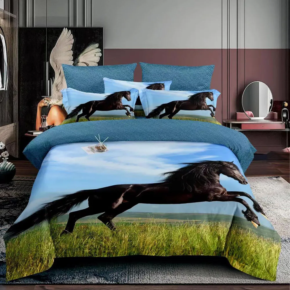 Set lenjerie pat o persoana finet F1P3, bumbac/poliester, multicolor, 160x230 cm, cu cearceaf pat, cearceaf pilota si fata...