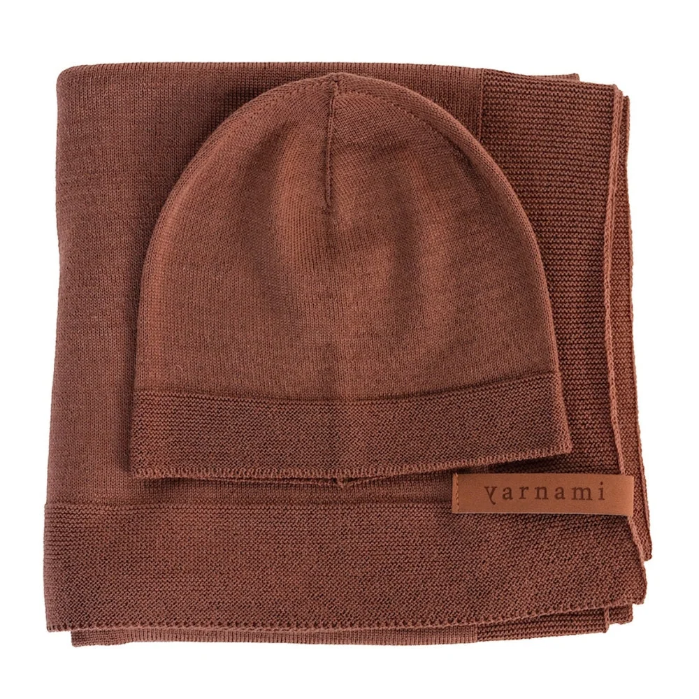 Yarnami Poofi Set confortabil de merinos pentru copii terracotta