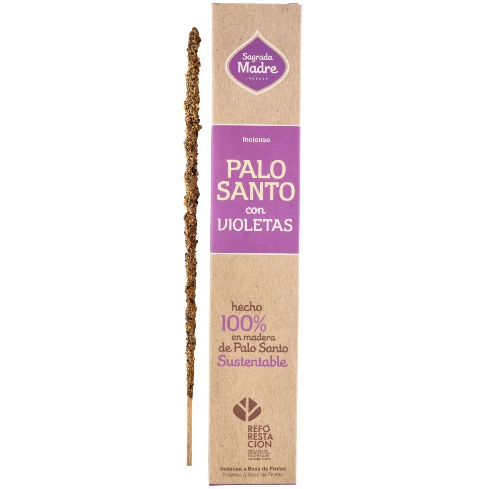 Bețișoare parfumate Palo Santo & Violets 23 cm - Sagrada Madre