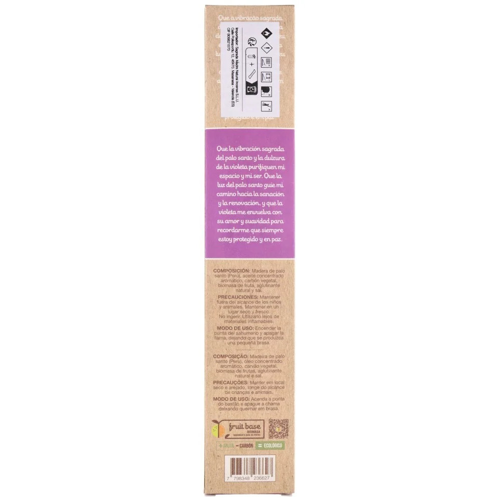 Bețișoare parfumate Palo Santo & Violets 23 cm - Sagrada Madre