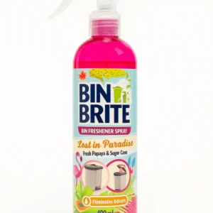 Bin Brite Spray pentru reîmprospătarea coșului de gunoi – Lost Paradise | 400ml | Papaya & Trestie de zahăr