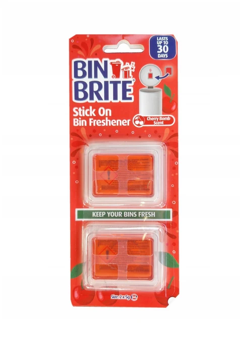Bin Brite Stick-On Bin Freshener – Cherry Bomb | Odorizant pentru coșuri de gunoi | Până la 30 de zile de prospețime