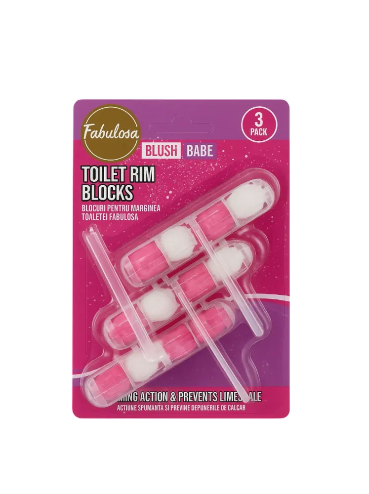 Blocuri de toaletă Fabulosa – 3 bucăți - Blush Babe - Miros proaspăt și protecție împotriva depunerilor de calcar