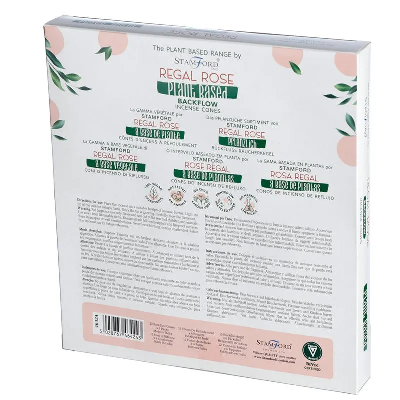 Conuri de tămâie cu flux invers Regal Rose pe bază de plante 12 conuri