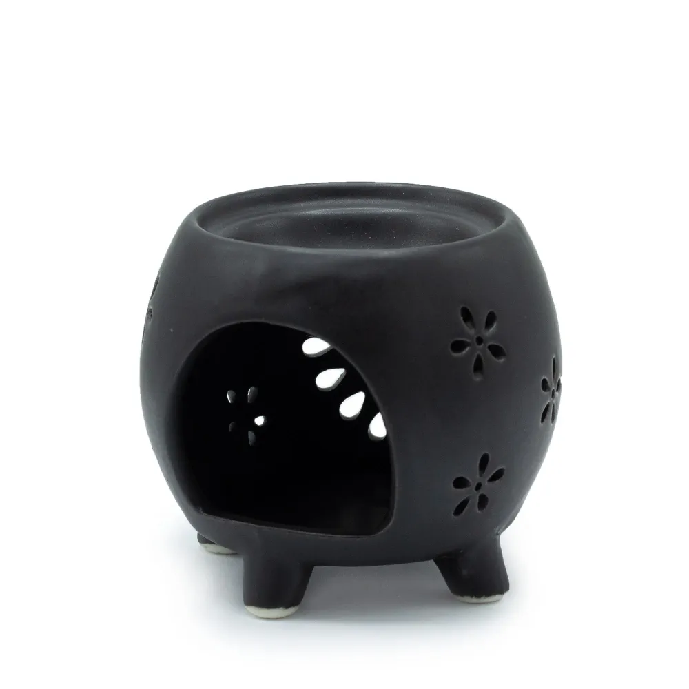 Difuzor de ulei negru mat cu model floral exploziv