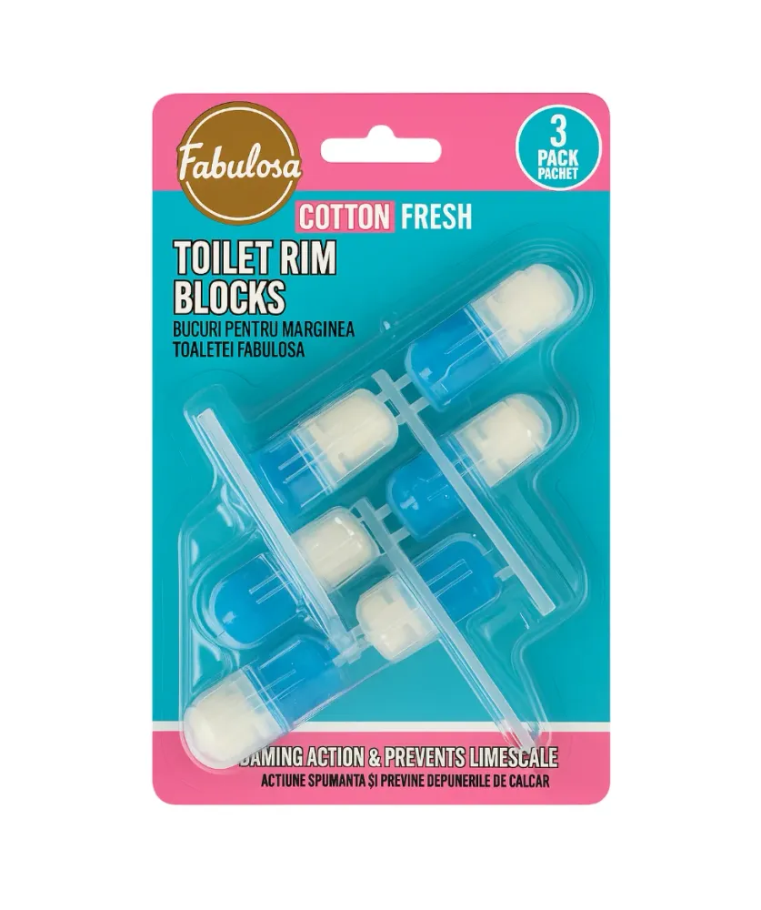 Fabulosa blocuri pentru toaletă – 3 bucăți - Cotton Fresh - Miros proaspăt & Protecție împotriva depunerilor de calcar