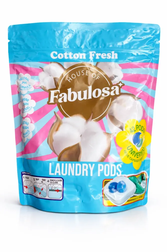 Fabulosa Capsule de Rufe Cotton Fresh – 42 Spălări – Capsule Puternice de Detergent cu Miros Proaspăt de Bumbac