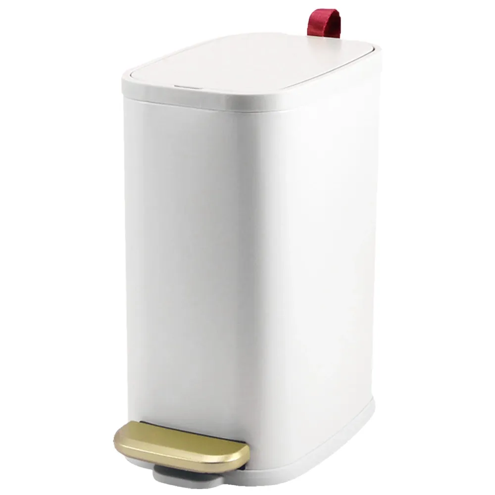 Coș Gunoi Elindor®, Subțire, Metalic, Compact, 10 Litri, Alb