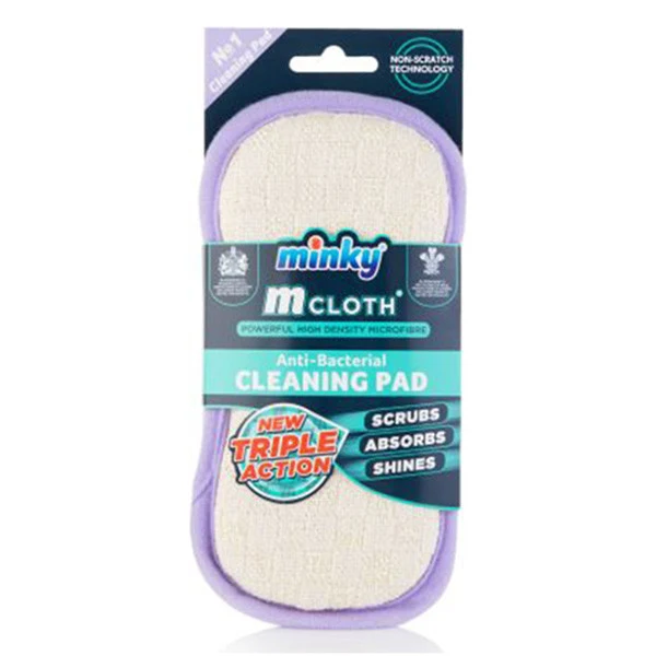 Minky M Cloth Pad de Curățare – Alb cu Margine Mov (Putere de Curățare 3-în-1)