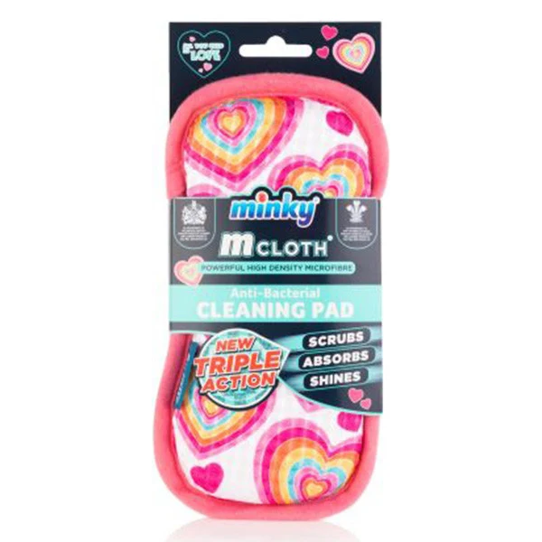 Minky M Cloth Pad de Curățare – Tot Ce Ai Nevoie Este Dragoste (Inimi Roz • Putere de Curățare 3-în-1)