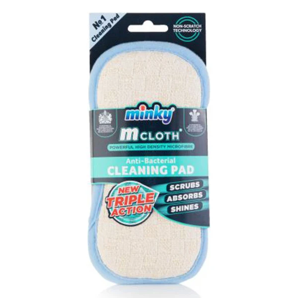 Minky M Lavetă de Curățare – Alb cu Margine Albastră (Putere de Curățare 3-în-1)