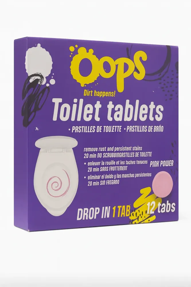 Oops Tablete pentru toaletă – 12 bucăți – Împotriva ruginii și petelor încăpățânate – Puterea Roz!