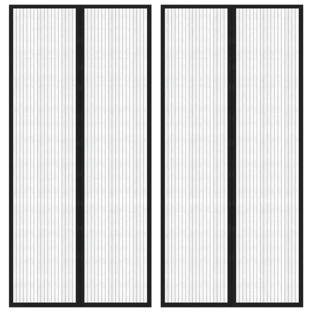 Perdea de ușă anti-insecte cu magnet, 2 buc., negru, 220x110 cm