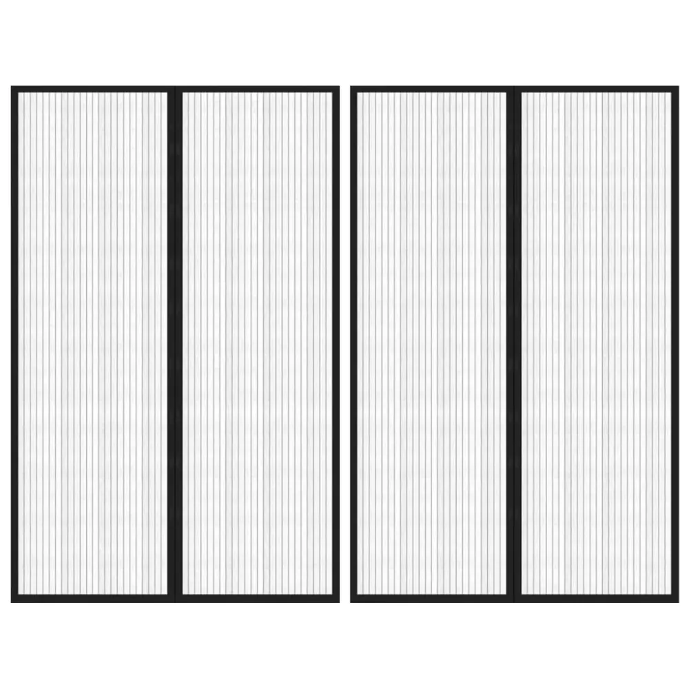 Perdea de ușă anti-insecte cu magnet, 2 buc., negru, 220x130 cm