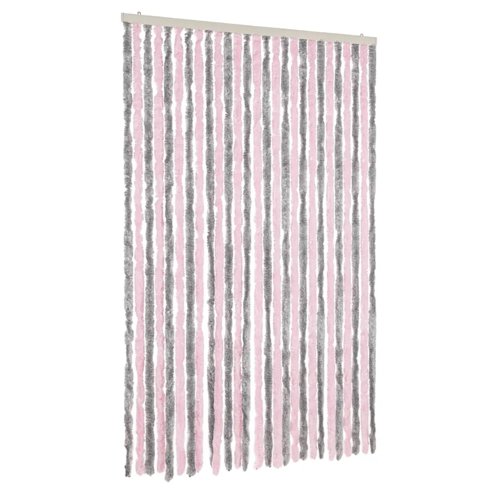 Perdea pentru insecte gri argintiu și roz, 118x220 cm, chenille