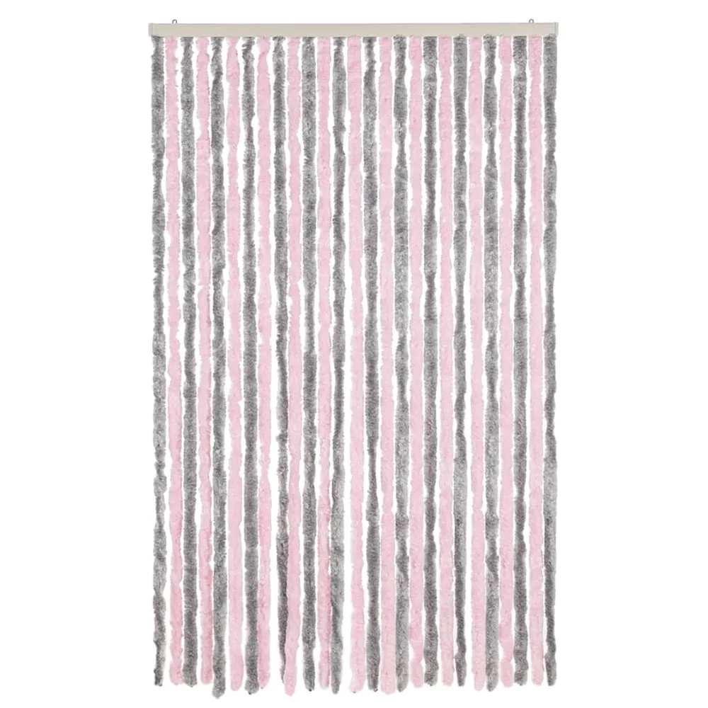 Perdea pentru insecte gri argintiu și roz, 118x220 cm, chenille