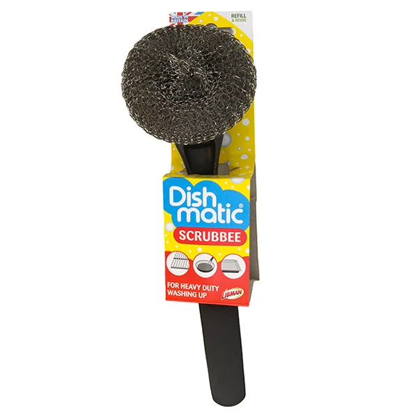 Perie de Spălat Vase Dishmatic Scrubbee cu Burete de Oțel – Pentru Murdărie Încăpățânată