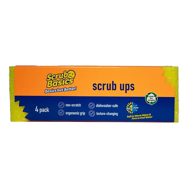 Scrub Daddy Scrub Basics Scrub Ups Bureți – 4 Bucăți – Bureți de Curățare cu Două Fețe