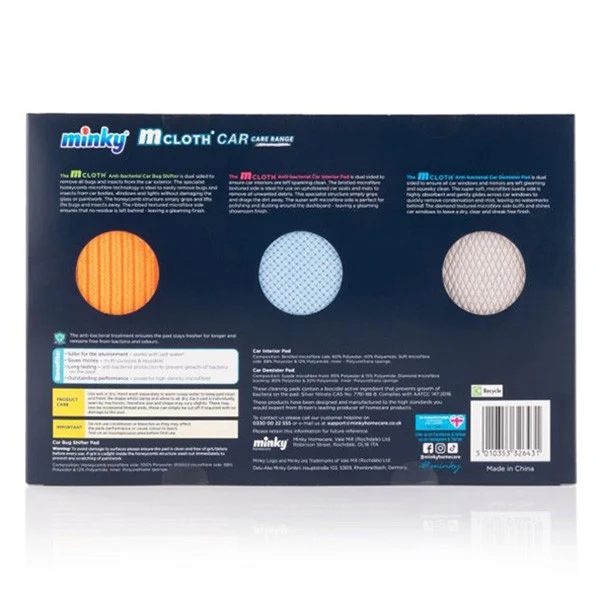 Set cadou Minky M Cloth burete de curățare auto – 3 bucăți (anti-aburire, interior și anti-insecte)