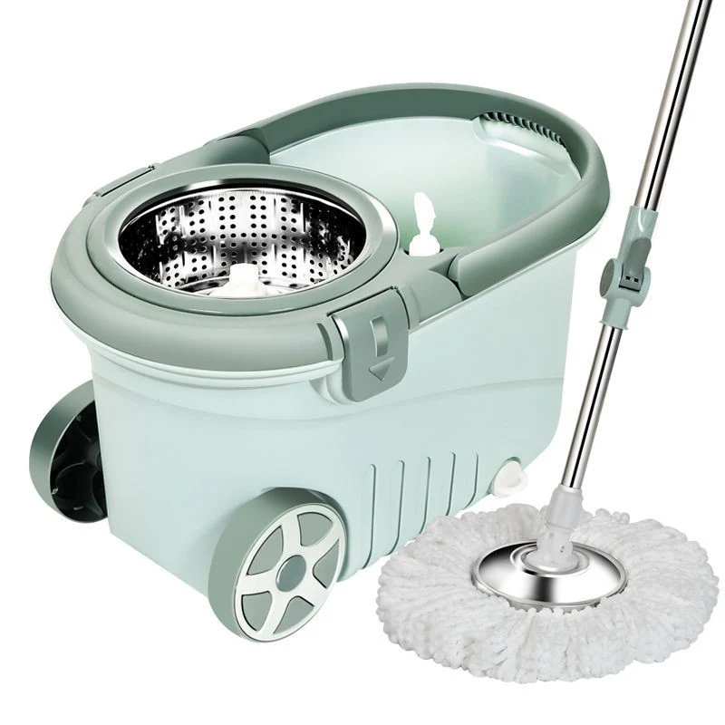Set mop rotativ cu galeata selexmo, material plastic si microfibra, o rezerva inclusa, rezistent, cu dop scurgere, vas det...
