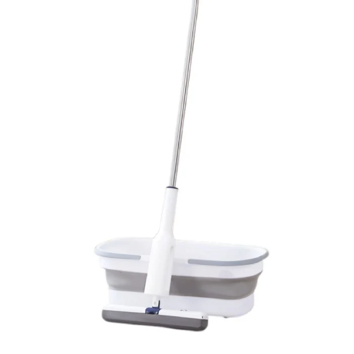 Set Mop Telescopic cu Galeata Pliabila, selexmo, Gri, 32 cm, Maner Reglabil 140 cm, Sistem de Stoarcere Usor si Eficient