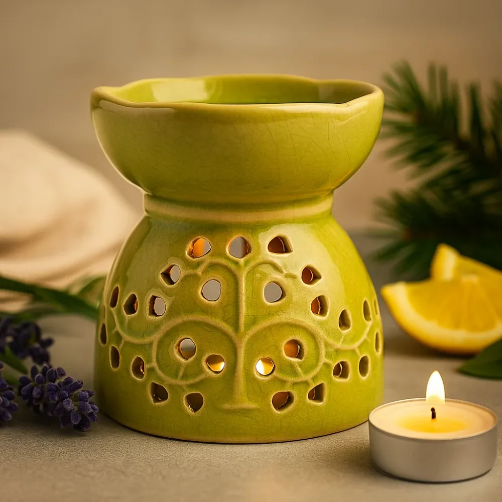 Suport ceramic pentru ulei Copacul Vieții Lime