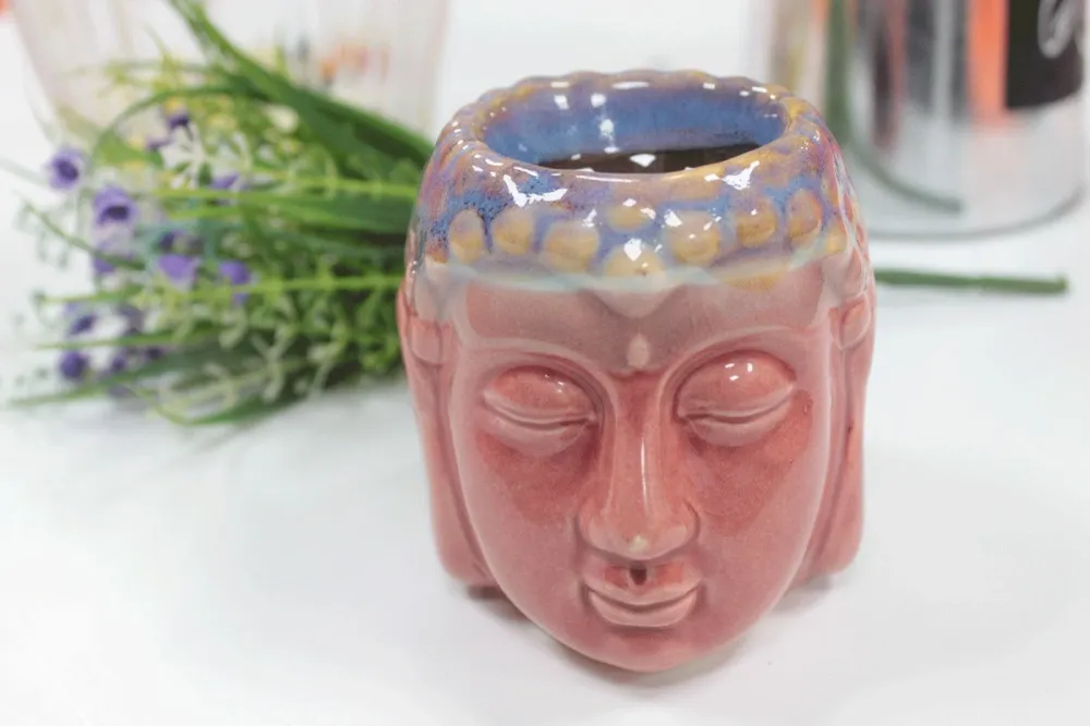 Suport pentru lumânare cu ulei Buddha, trandafir și albastru verzui