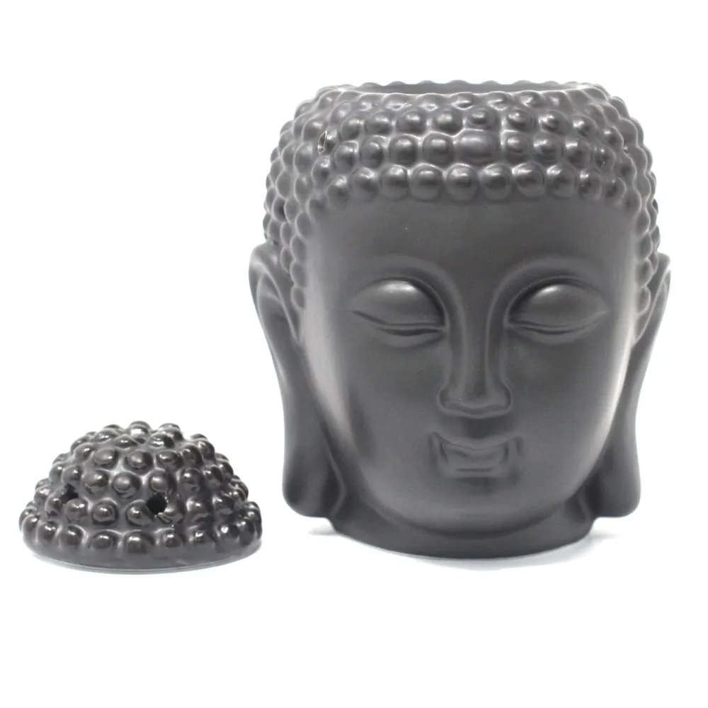 Suport pentru ulei, cap de Buddha maro închis