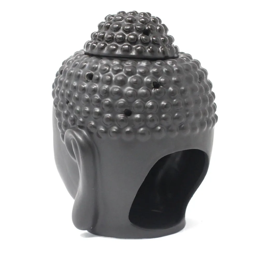 Suport pentru ulei, cap de Buddha maro închis