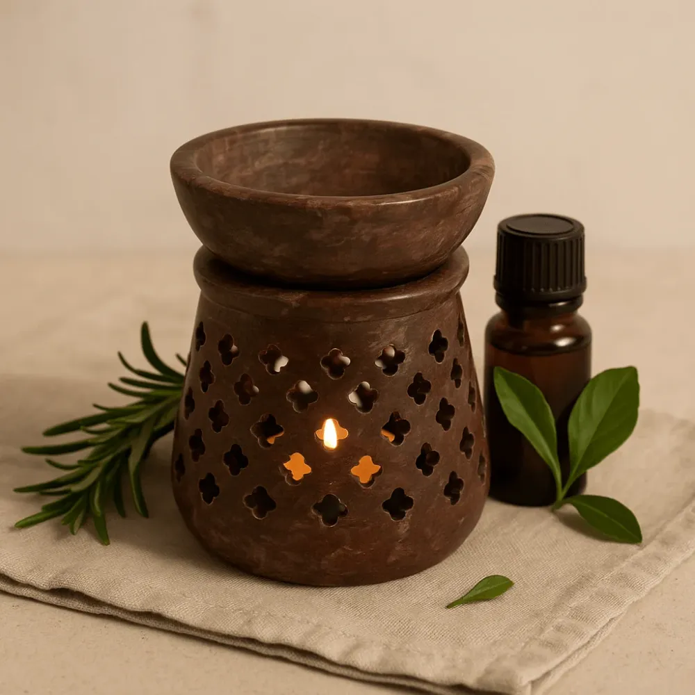 Suport pentru ulei din piatră săpun 8cm Clasic pentru lumânare tealight