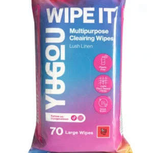 Wipe It Multipurpose Cleaning Wipes – 70 Count – Plant-Based & Plastic-Free – Removes Dirt, Grease & Stains – Fresh Lush L...