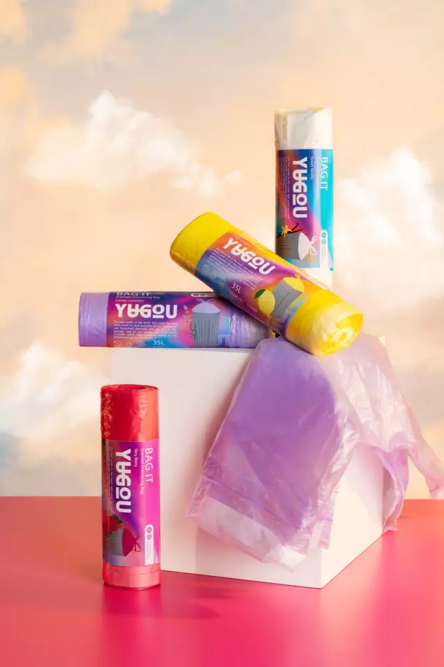 Yugou Sacii de gunoi cu parfum Very Berry din Suedia - 35 litri - Viral pe TikTok
